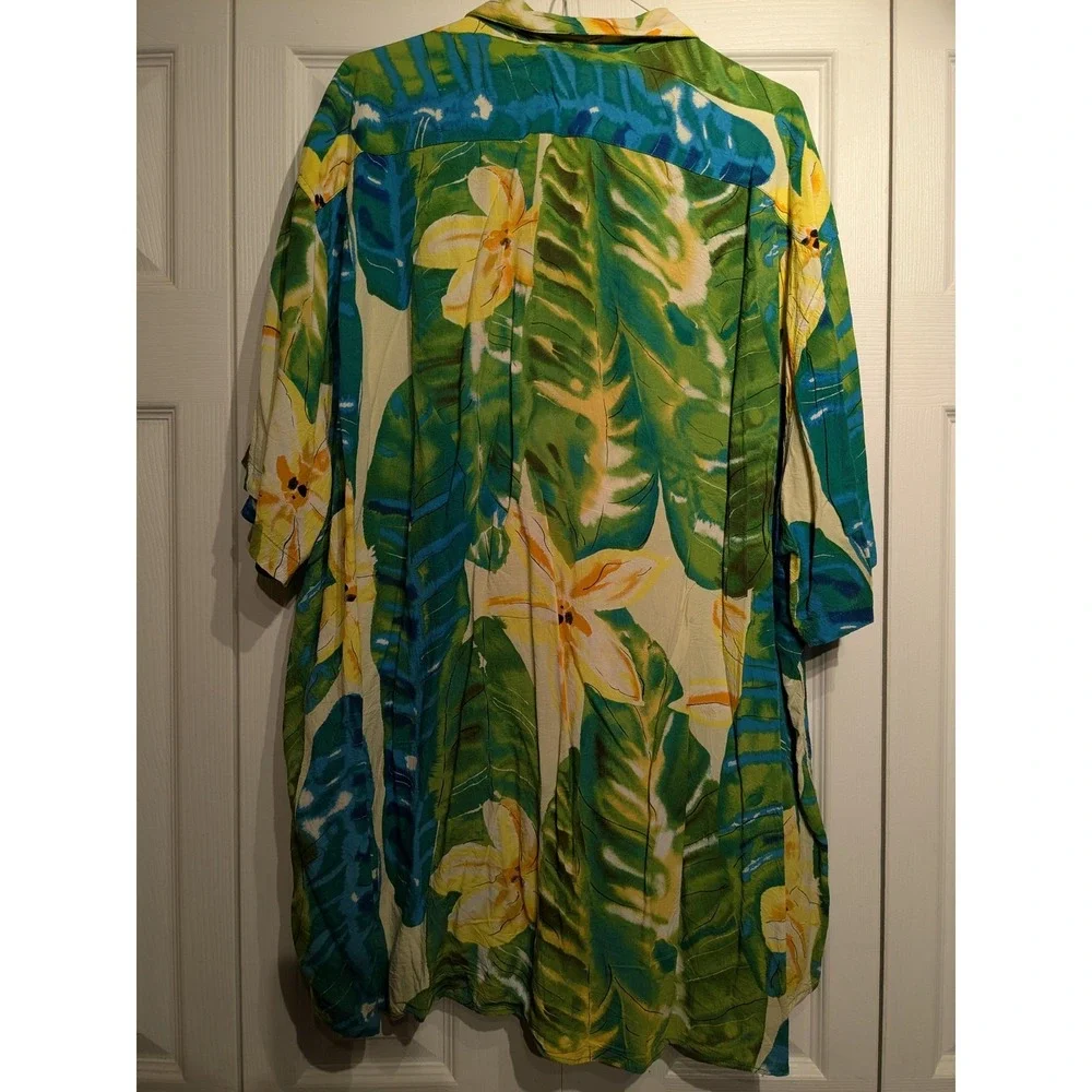 Vtg. Jams World Shirt Mens 2XL Green Tropical Floral Hawaiian Aloha Rayon‎ USA - Picture 8 of 15